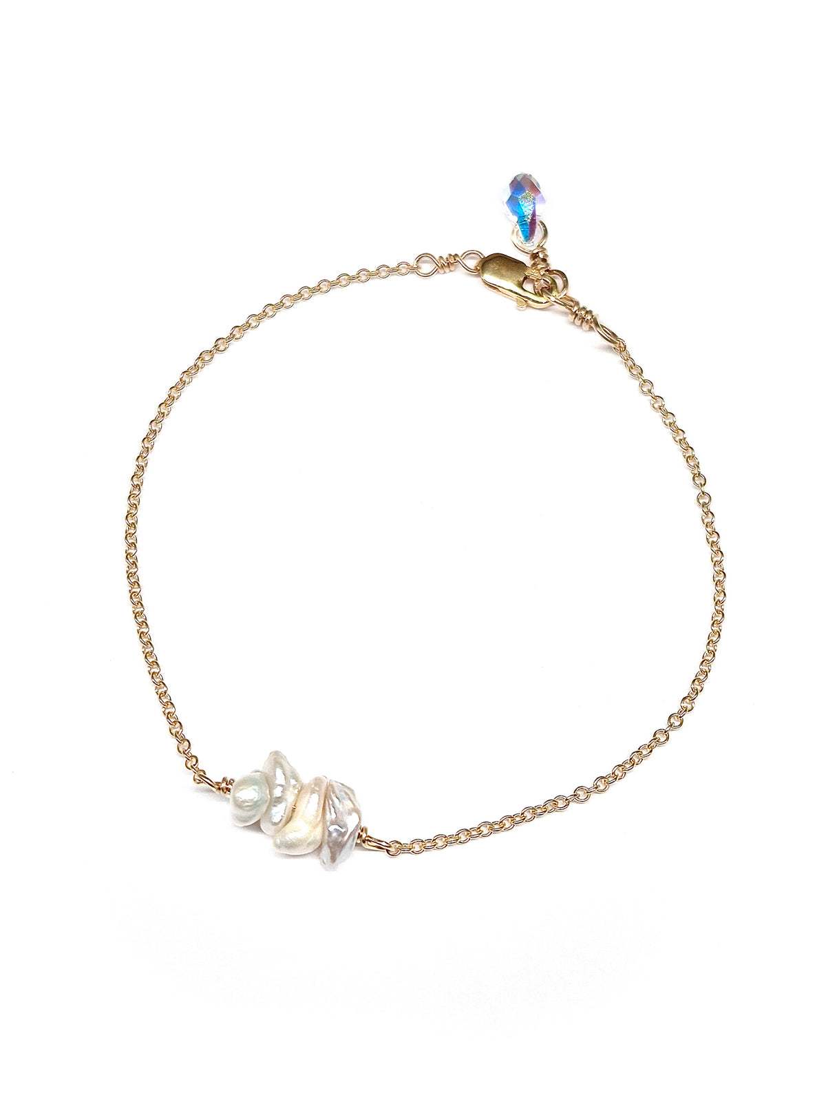 4 Keshi Pearls Bracelet with Swarovski Clasp