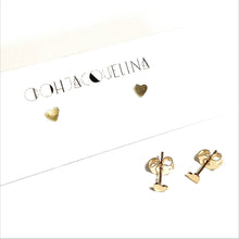 Load image into Gallery viewer, Duo of gold Heart studs and Diamond Heart Studs
