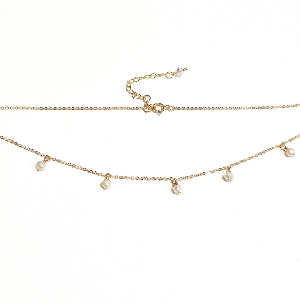 Dangling Pearl Spacer Necklace
