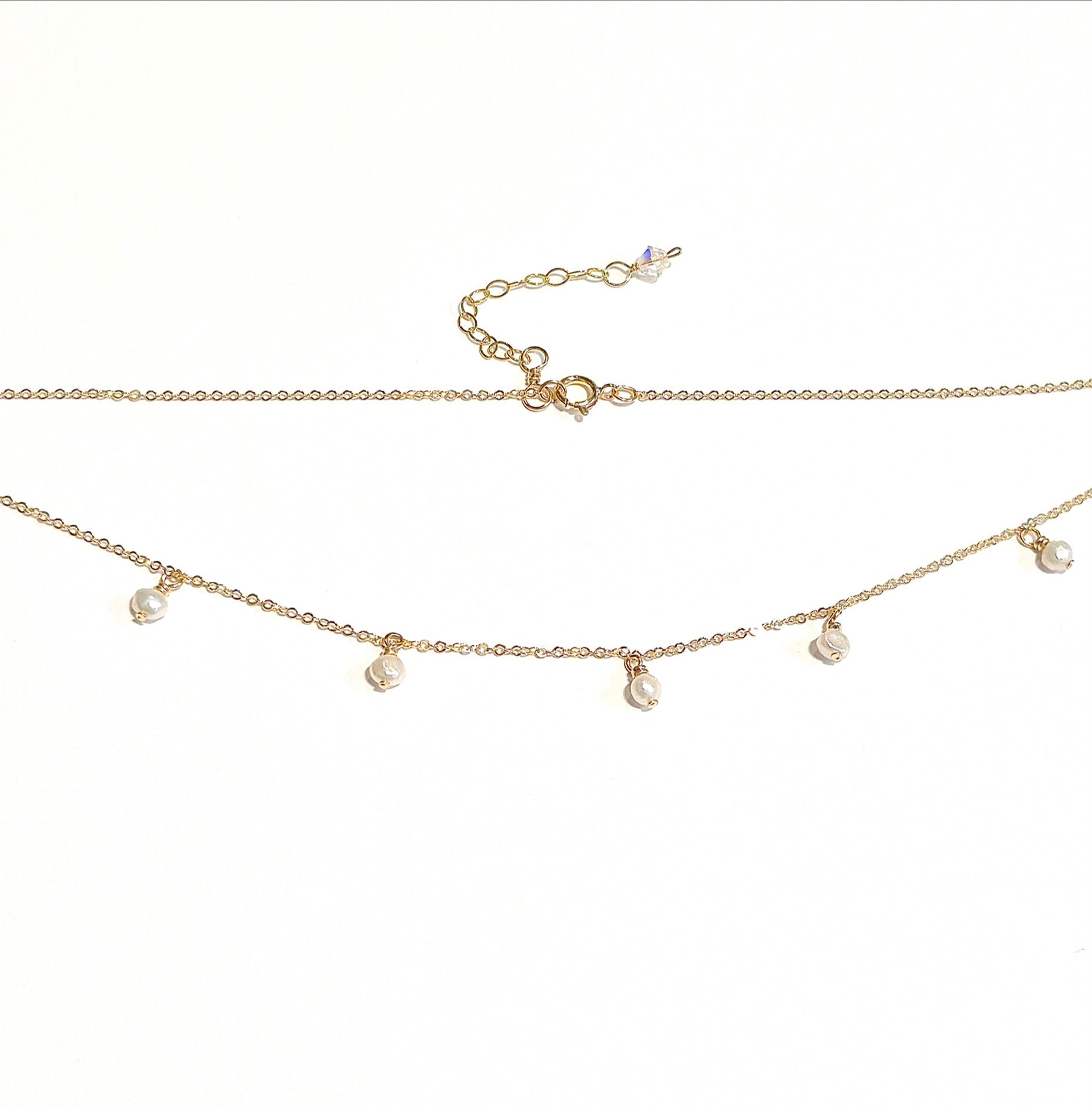 Dangling Pearl Spacer Necklace