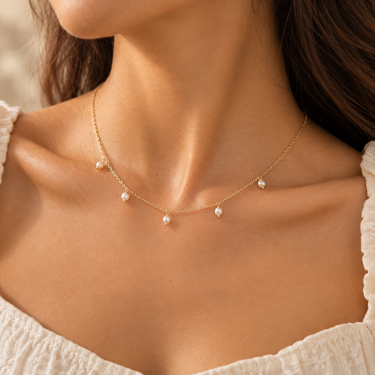 Dangling Pearl Spacer Necklace