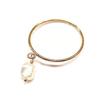 Pearl Dangle Ring, 14K Gold Filled Ring