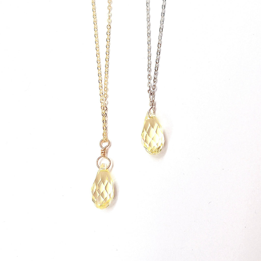Swarovski Crystal Droplet Necklace: Many Colors Available