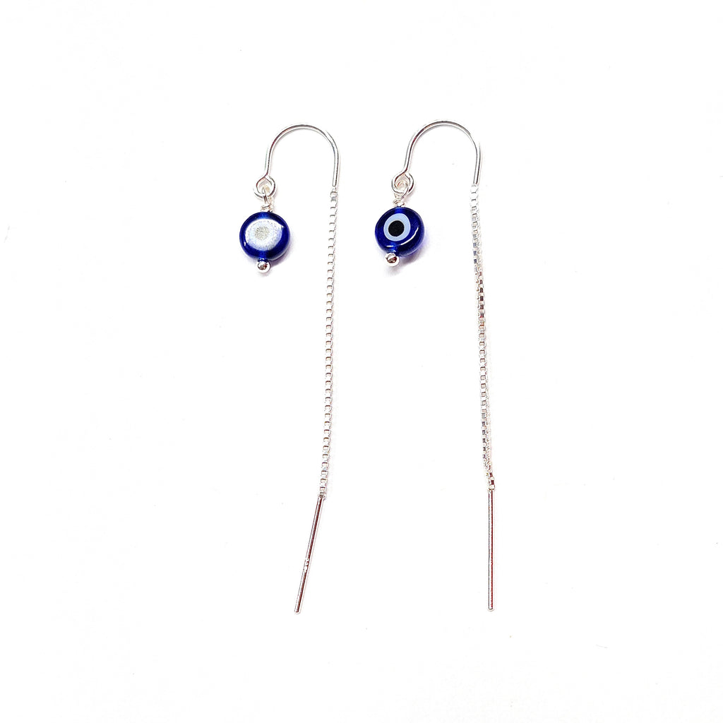 Evil Eye threader earrings silver