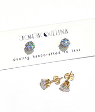 Load image into Gallery viewer, 6mm 14K GF Swarovski stud earrings

