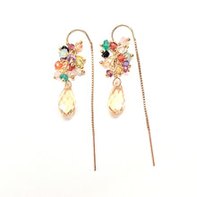 Load image into Gallery viewer, Crystal Droplet Festival Threader earrings
