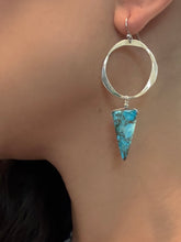 Load image into Gallery viewer, Turquoise Triangle Hoop earrings

