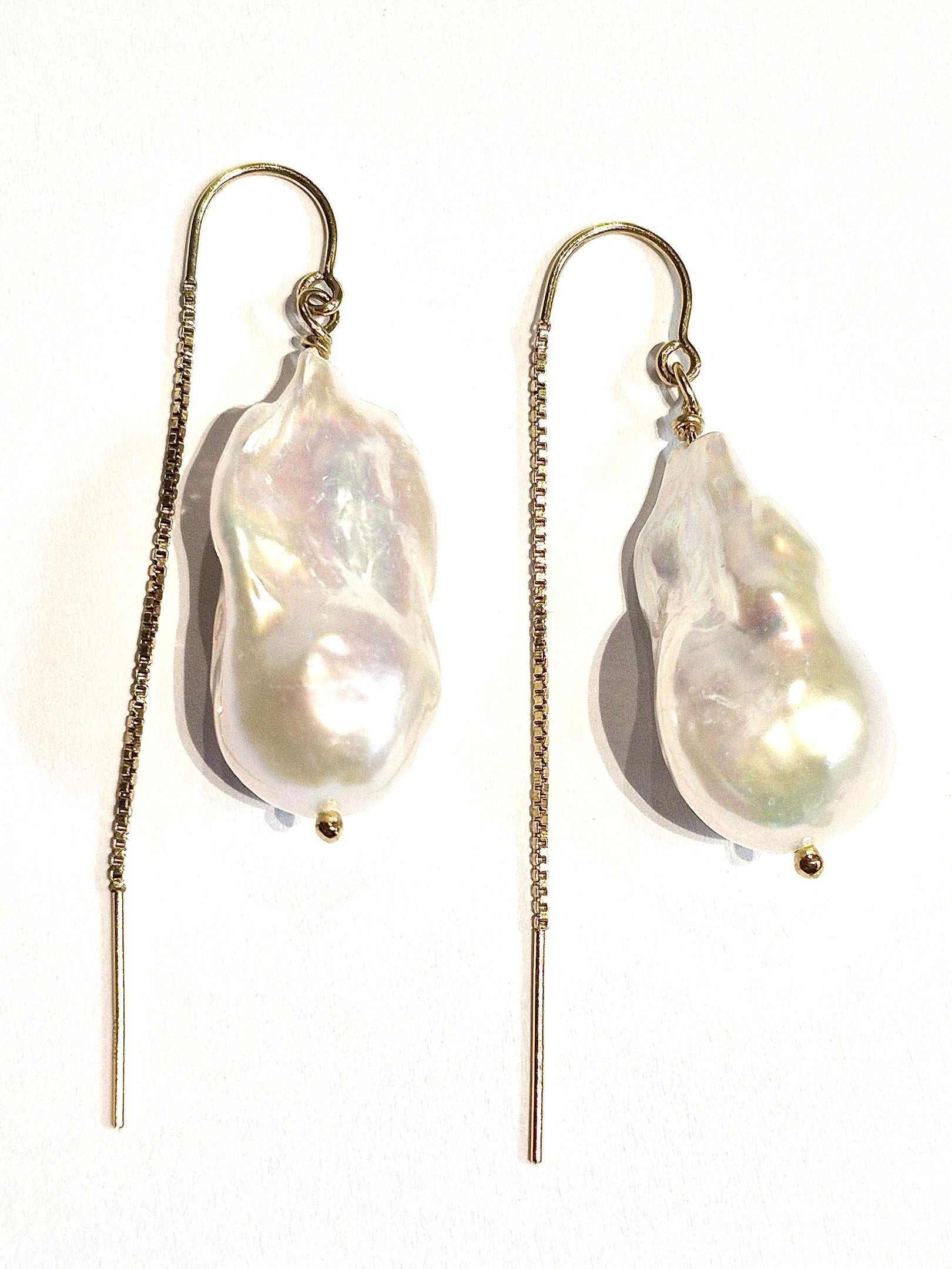 The Large Baroque Pearl Threader Earrings