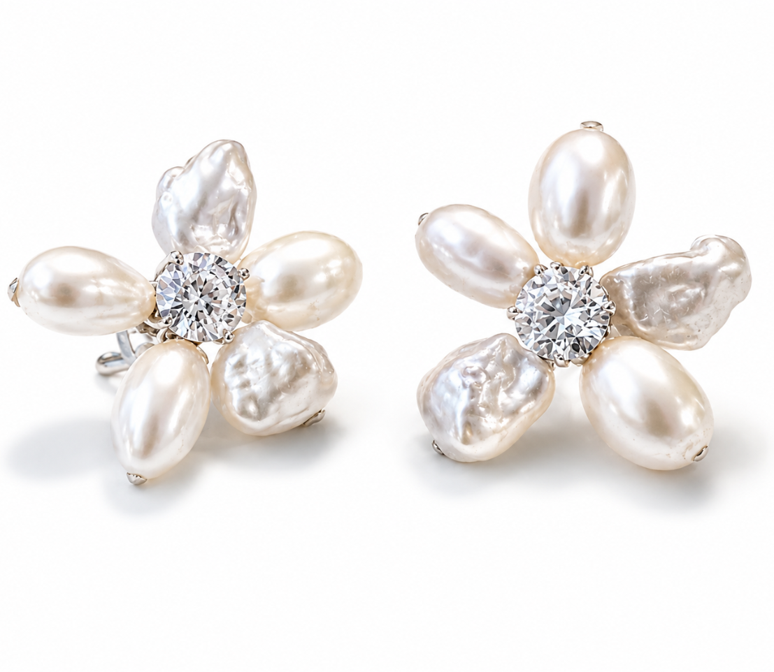 Pearl Flower Earrings