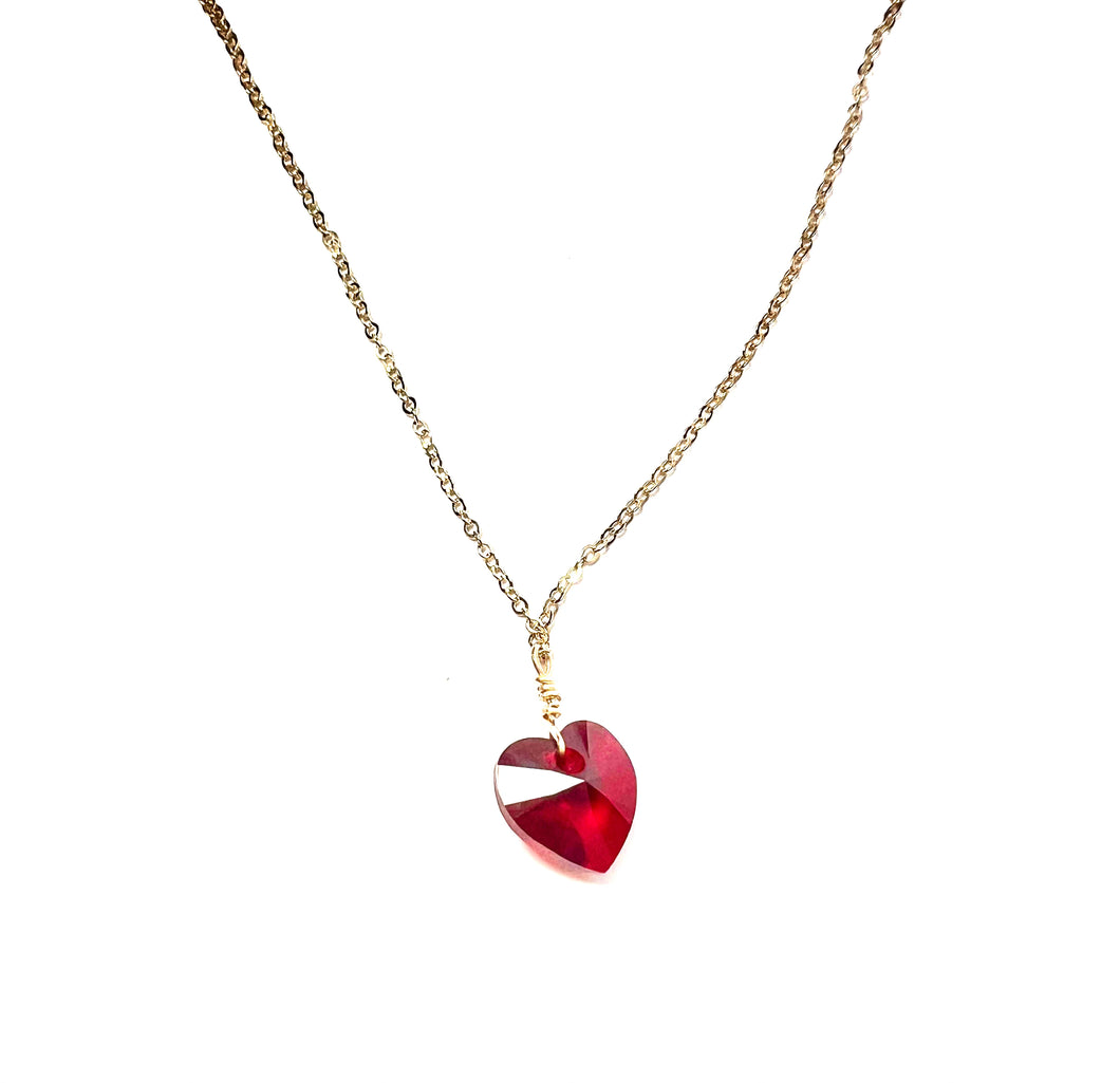Red Heart swarovski drop necklace