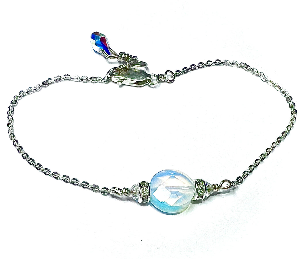 Opalite opal sparkle bracelet, opal and rhinestone bracelet