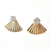 Load image into Gallery viewer, Gold Filled Ear_jacket_ with 6mm Swarovski stud earrings
