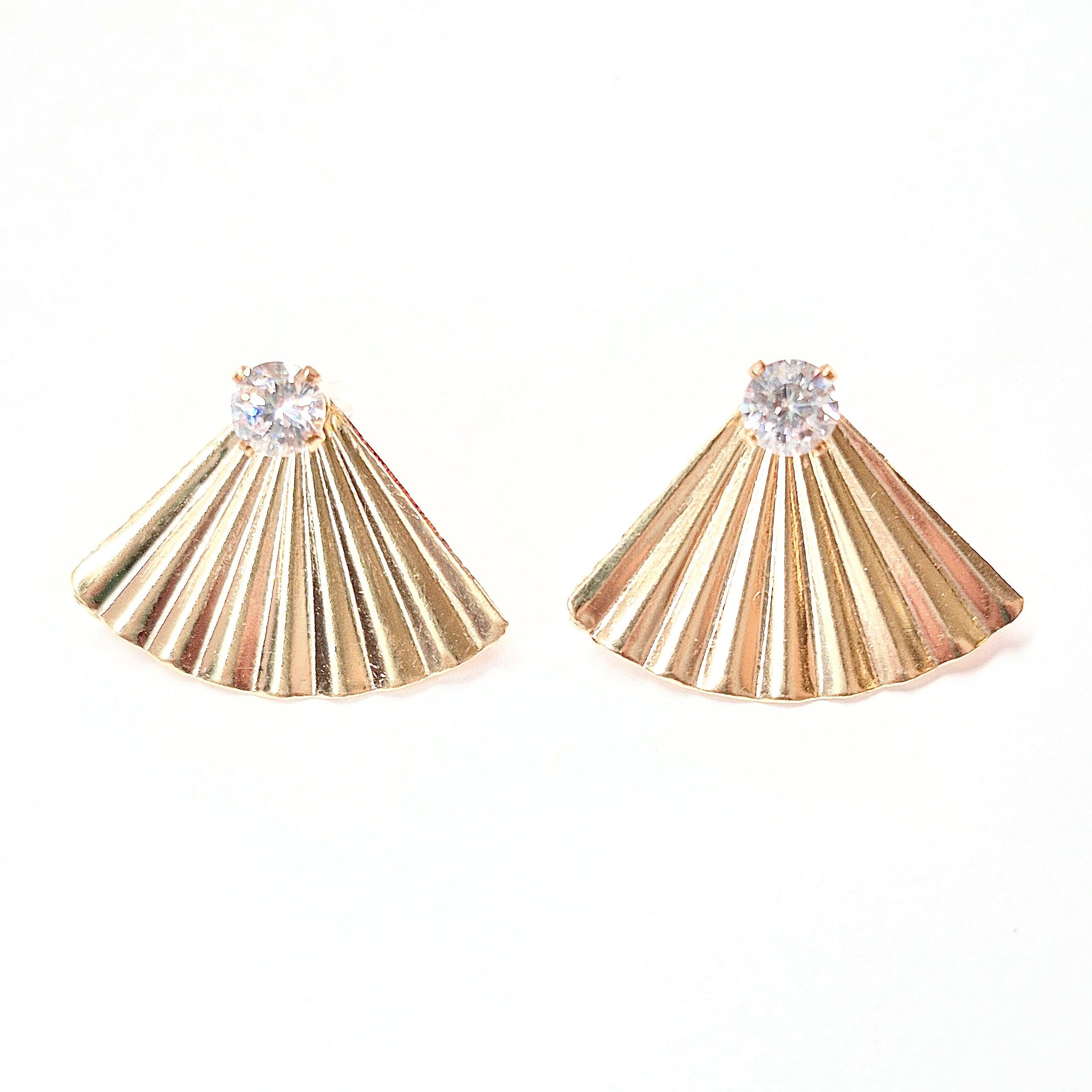 Gold Filled Ear_jacket_ with Swarovski stud earrings