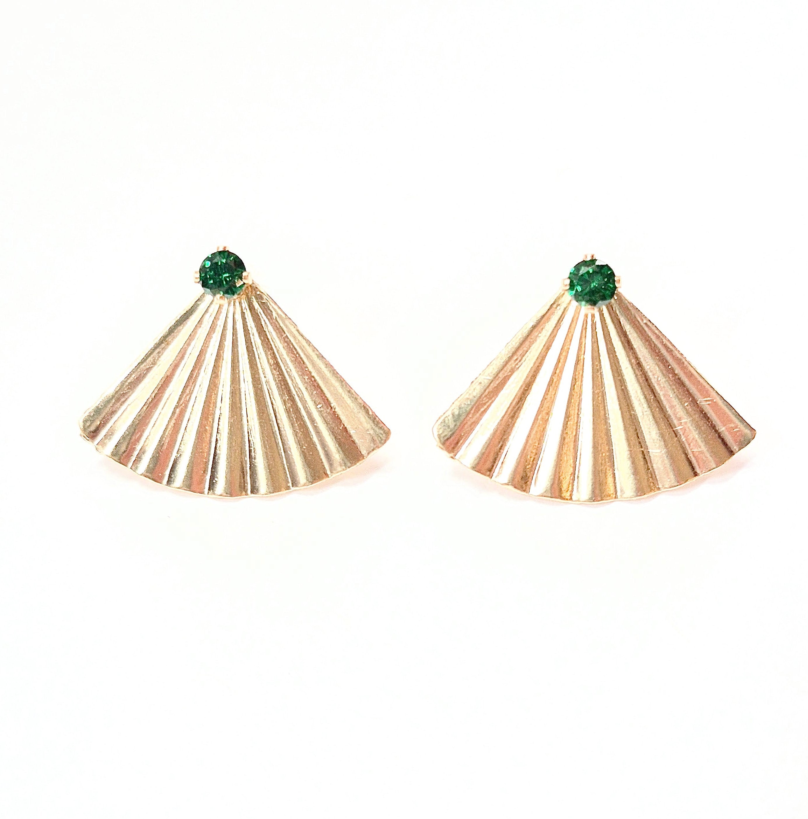 Gold Filled Ear_jacket_ with emerald green Swarovski stud