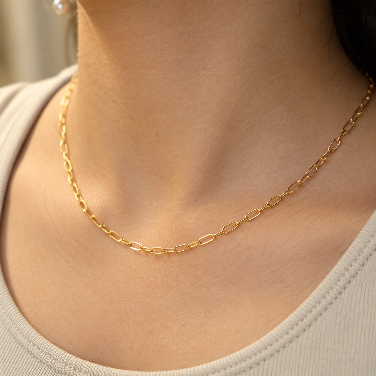 Gold filled Paperclip necklace