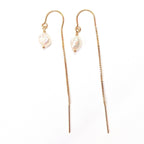 Gold threader earrings with pearl