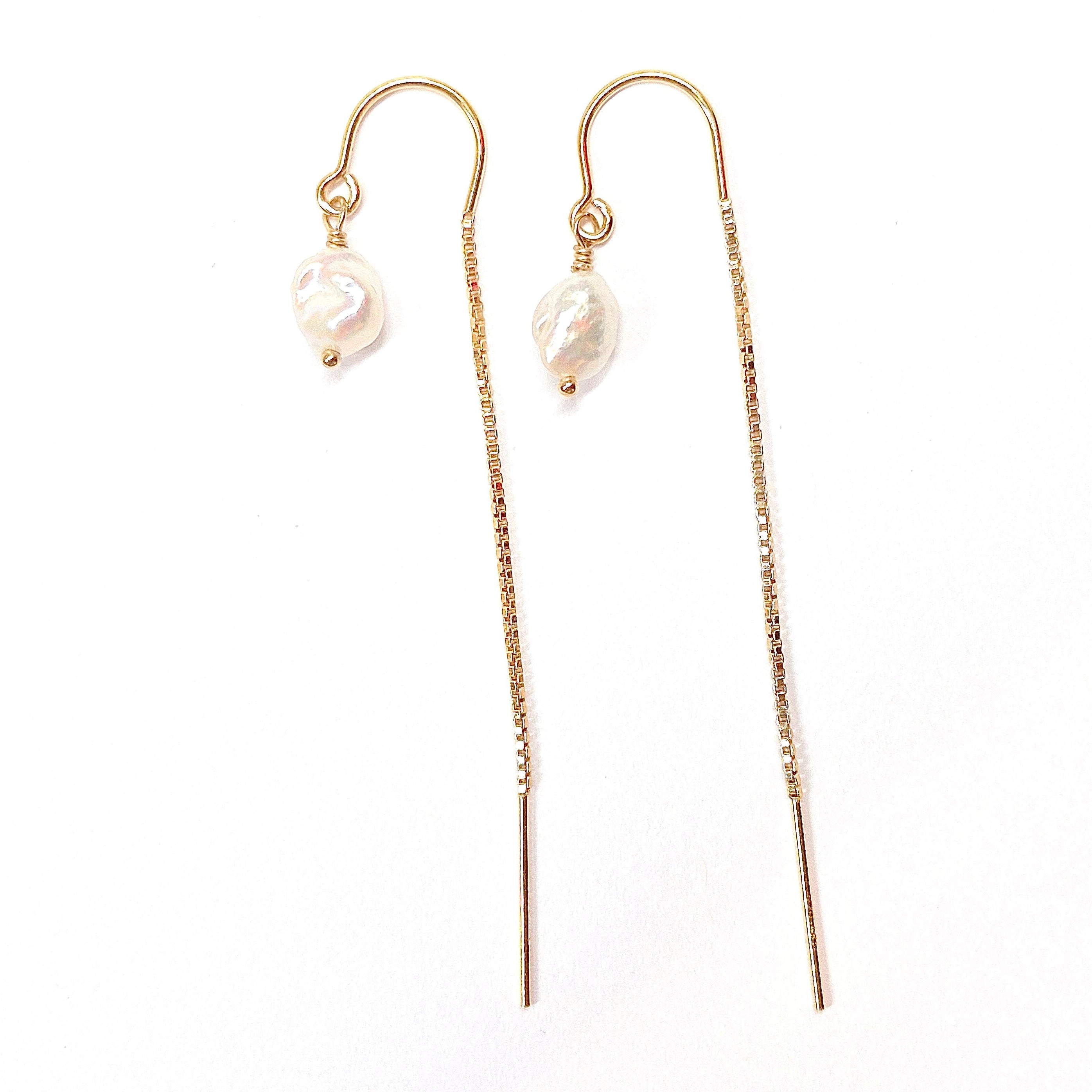 Gold threader earrings with pearl