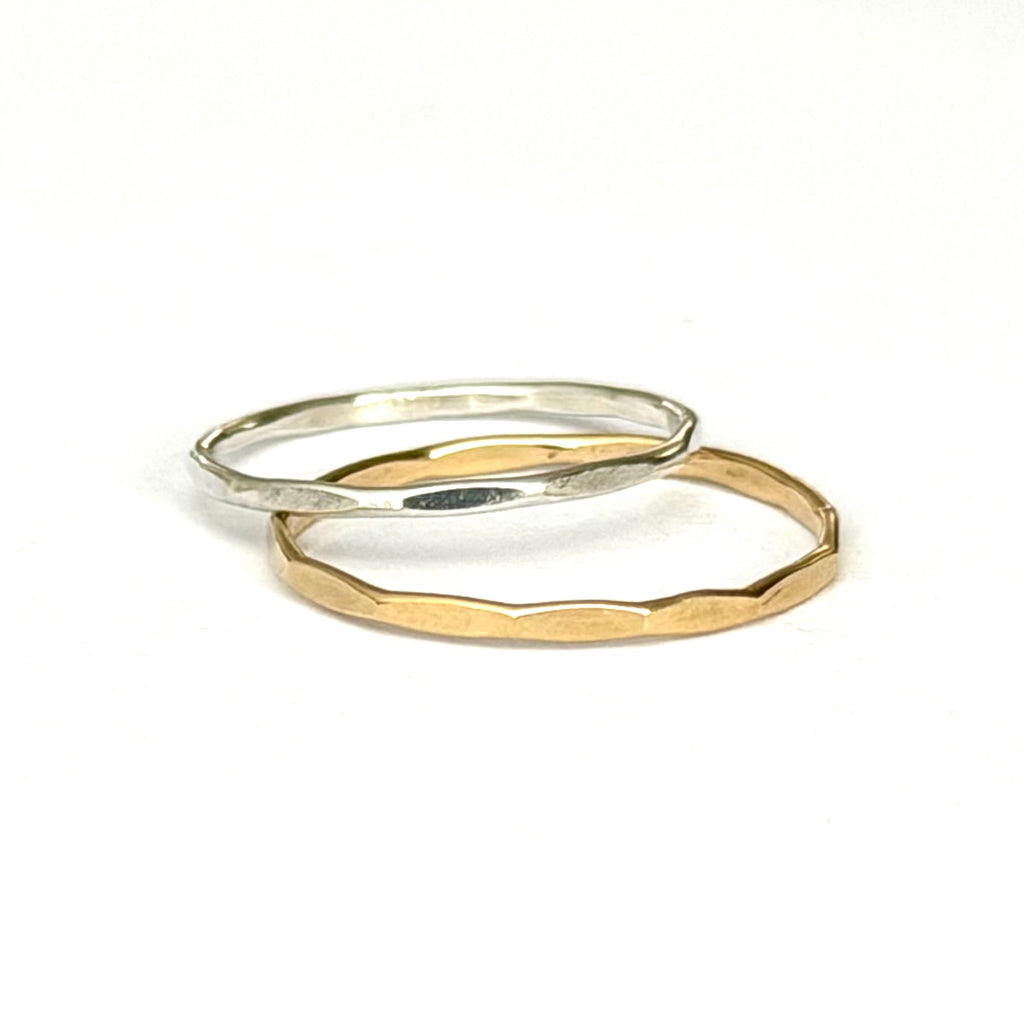 Waterproof Hammered Stacking Ring