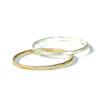 Load image into Gallery viewer, Hammered Stacking rings Gold filled and sterling silver
