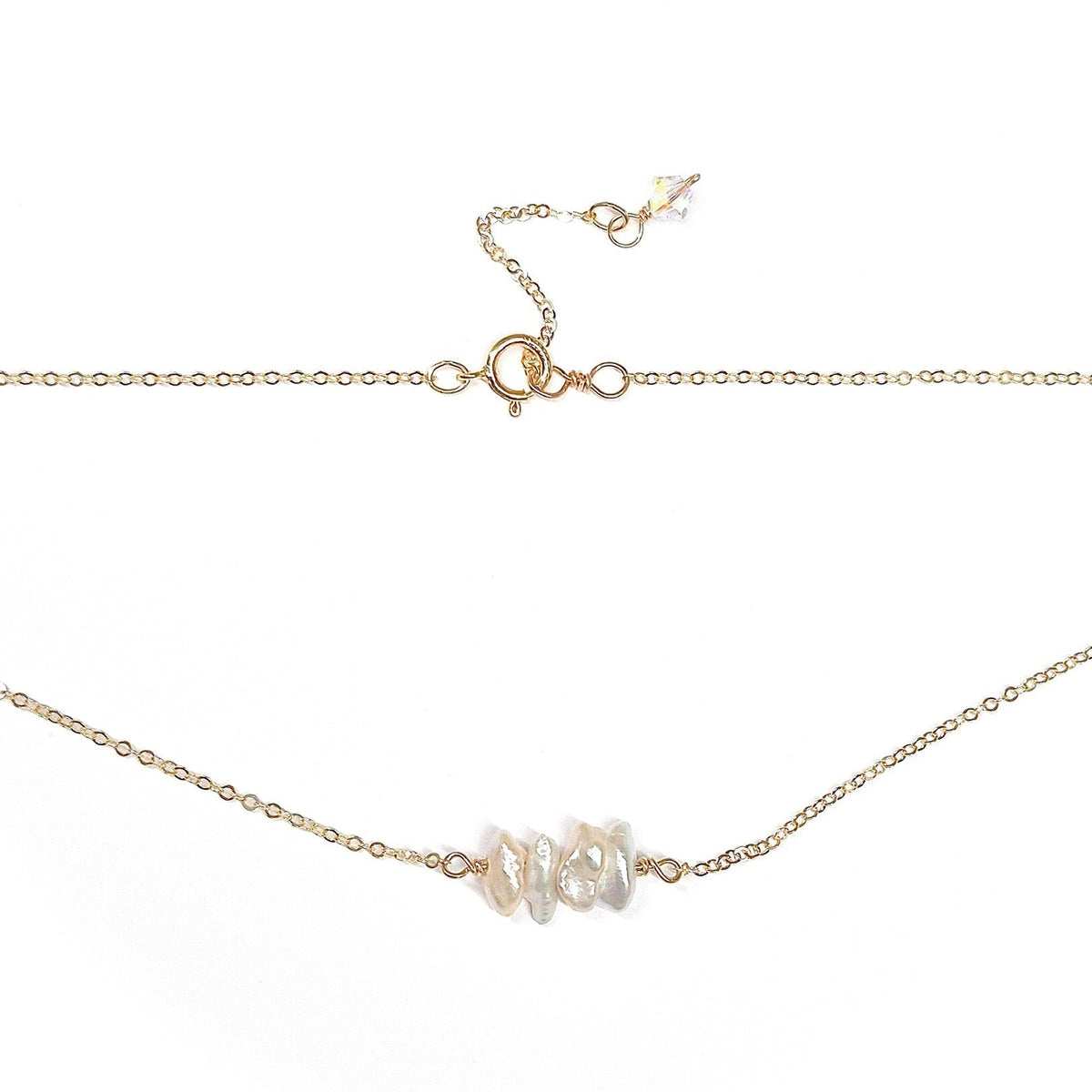 4 Keshi Pearls Necklace with Swarovski Clasp