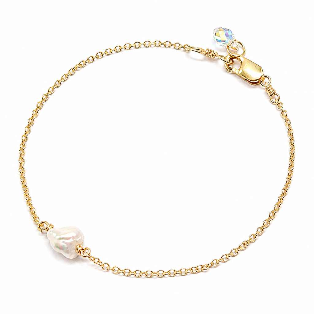 Keshi bracelet on cable chain