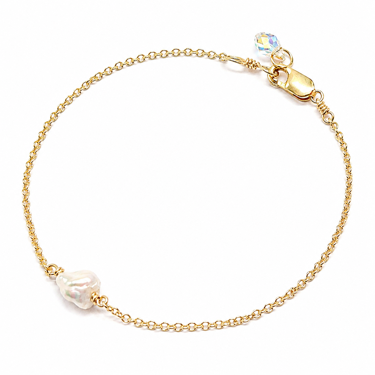 Keshi bracelet on cable chain