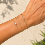 Keshi pearl and permanent jewelry bracelet
