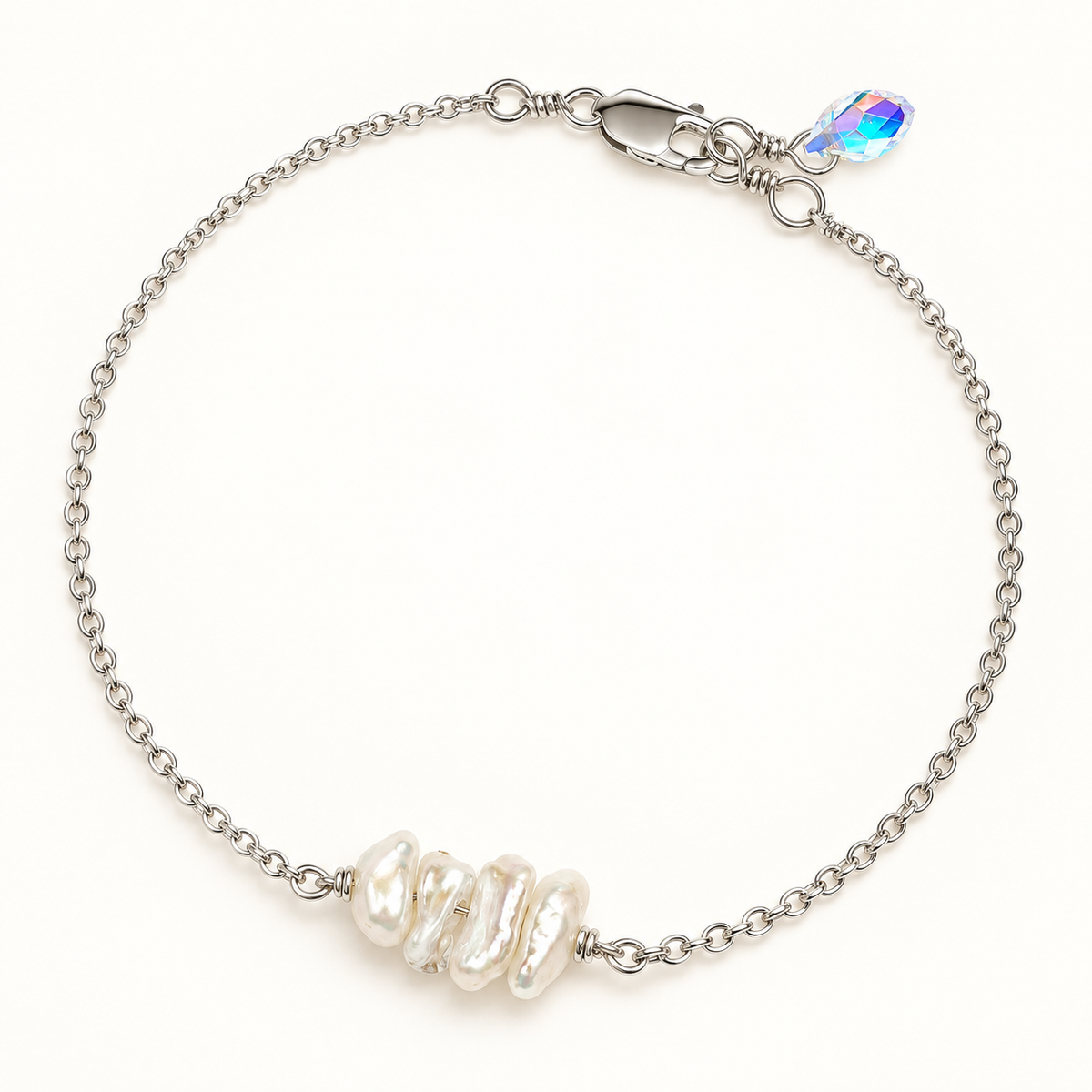 Keshi pearl bracelet silver