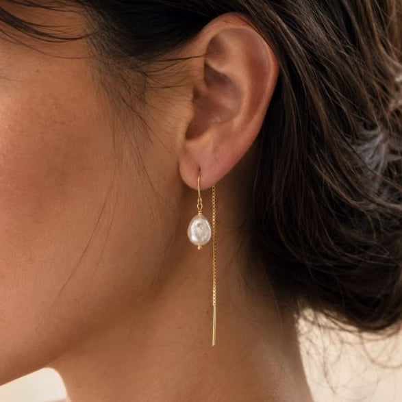 The Smooth Baroque Pearl Threader Earrings