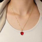 Red heart Swarovski necklace gold filled 