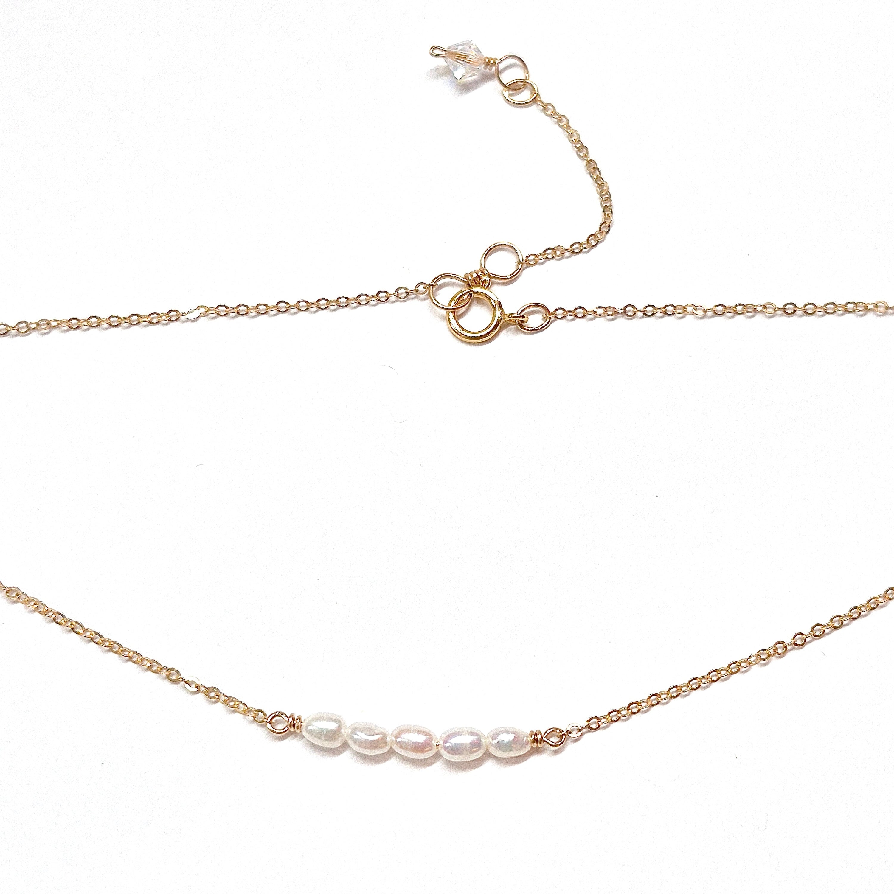 Rice water pearl chocker on Gold filled chain