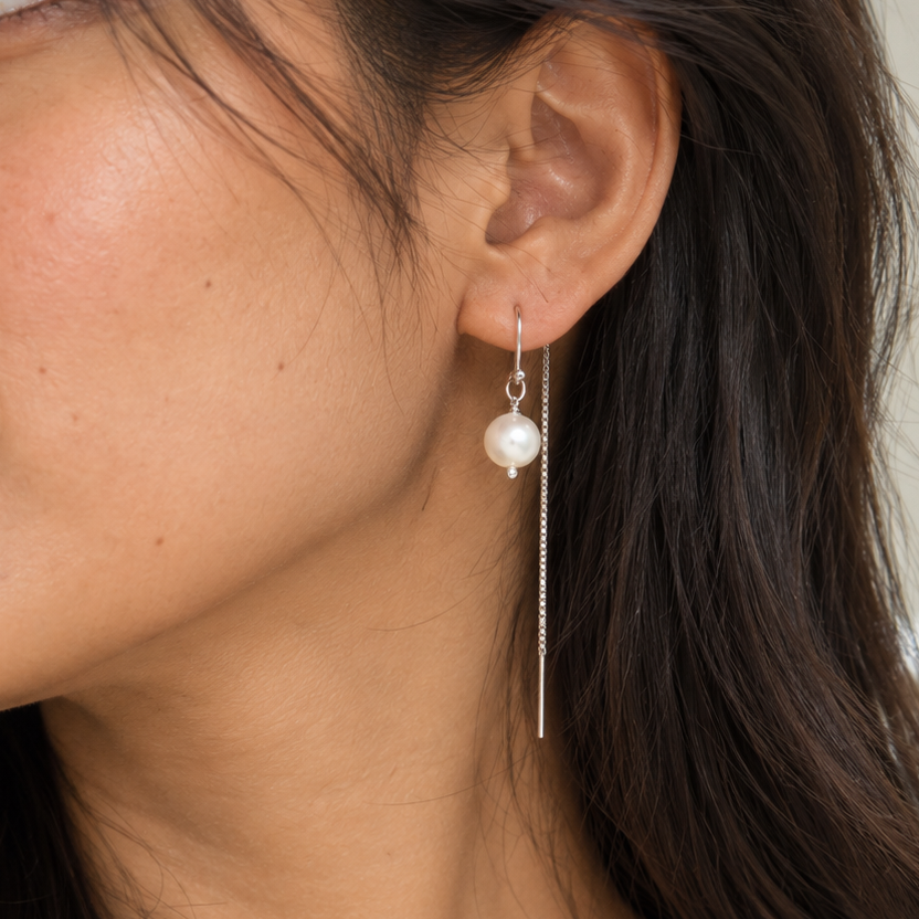 Single Pearl Earrings
