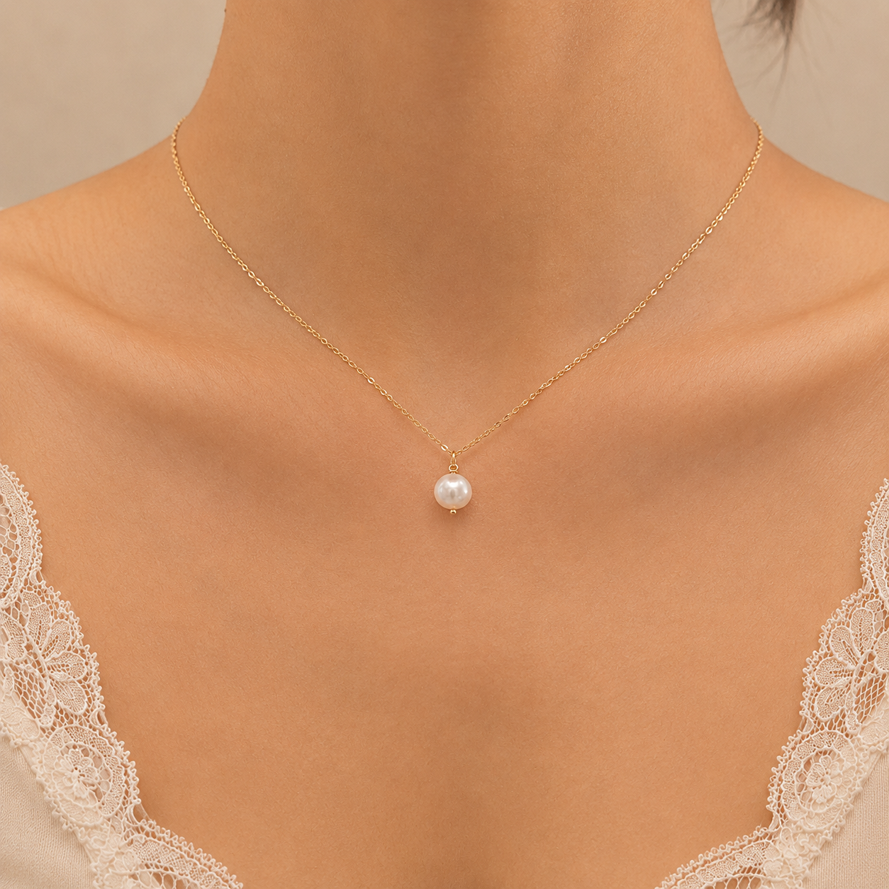 Single Pearl Drop Necklace