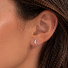 Load image into Gallery viewer, Sterling silver Moon rhinestone stud earrings
