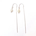 Silver threader earrings with keshi pearl