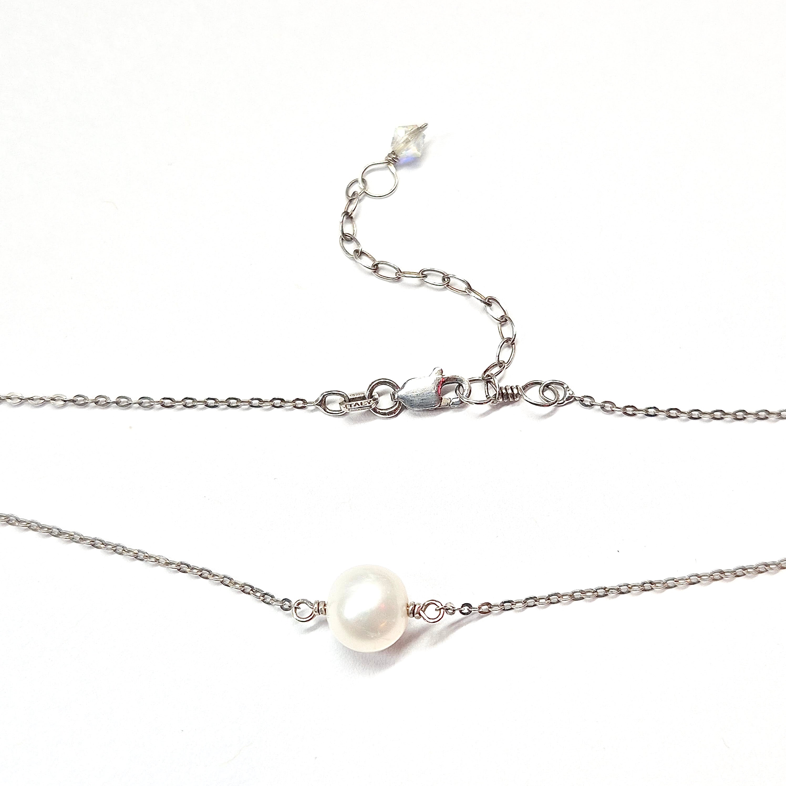 Sterling silver single pearl choker