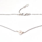 Sterling silver single pearl choker