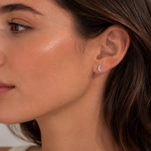 Load image into Gallery viewer, Sterling silver Moon rhinestone stud earrings

