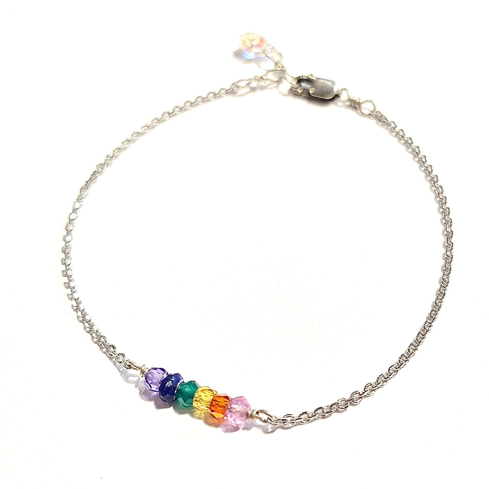 chakra crystal silver bracelet 