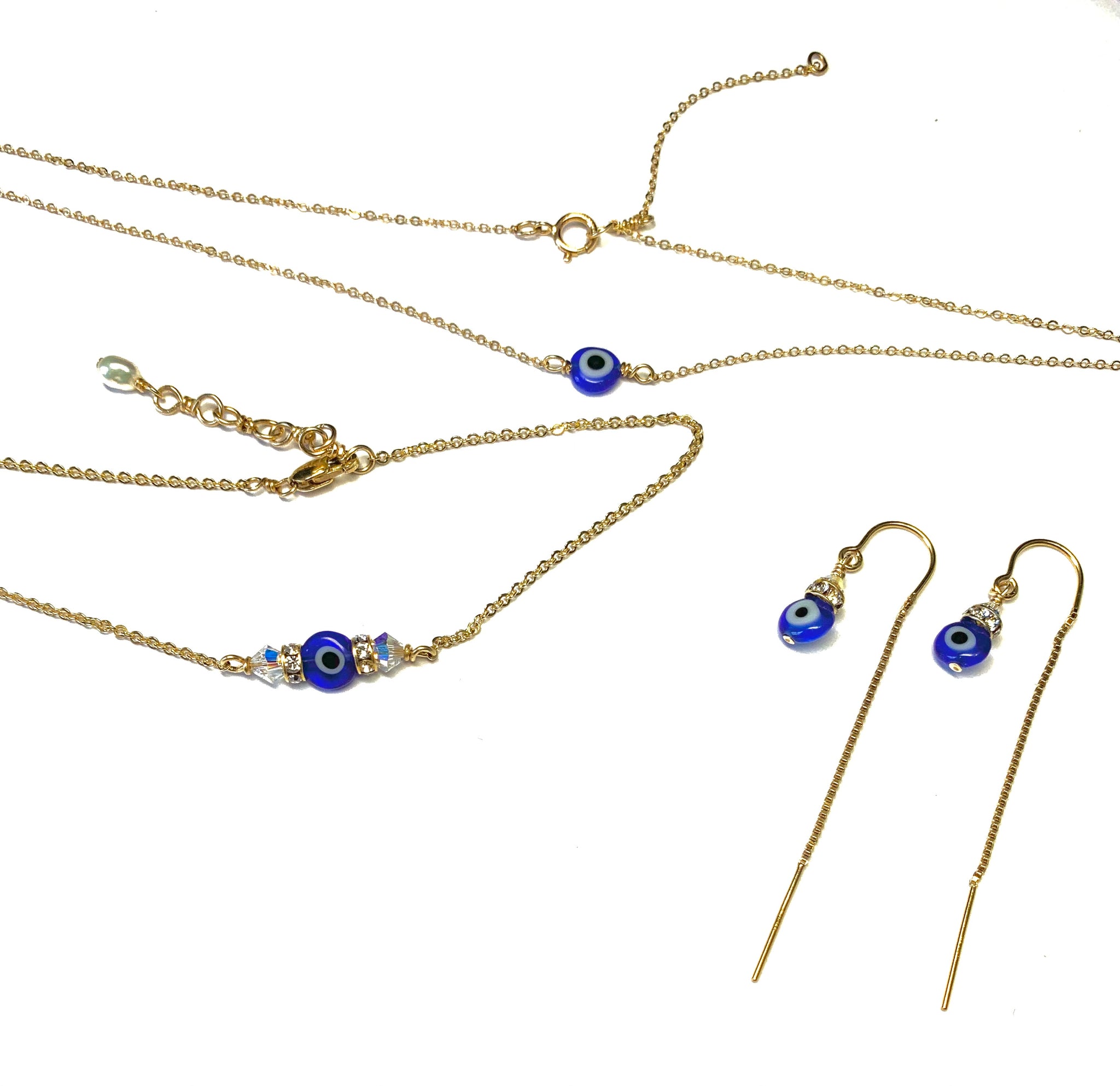 Set: Evil Eye Necklace Bracelet – Oohjacquelina Jewelry