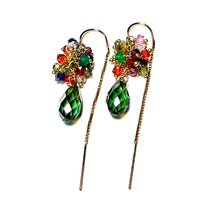 Load image into Gallery viewer, Crystal Droplet Festival Threader earrings
