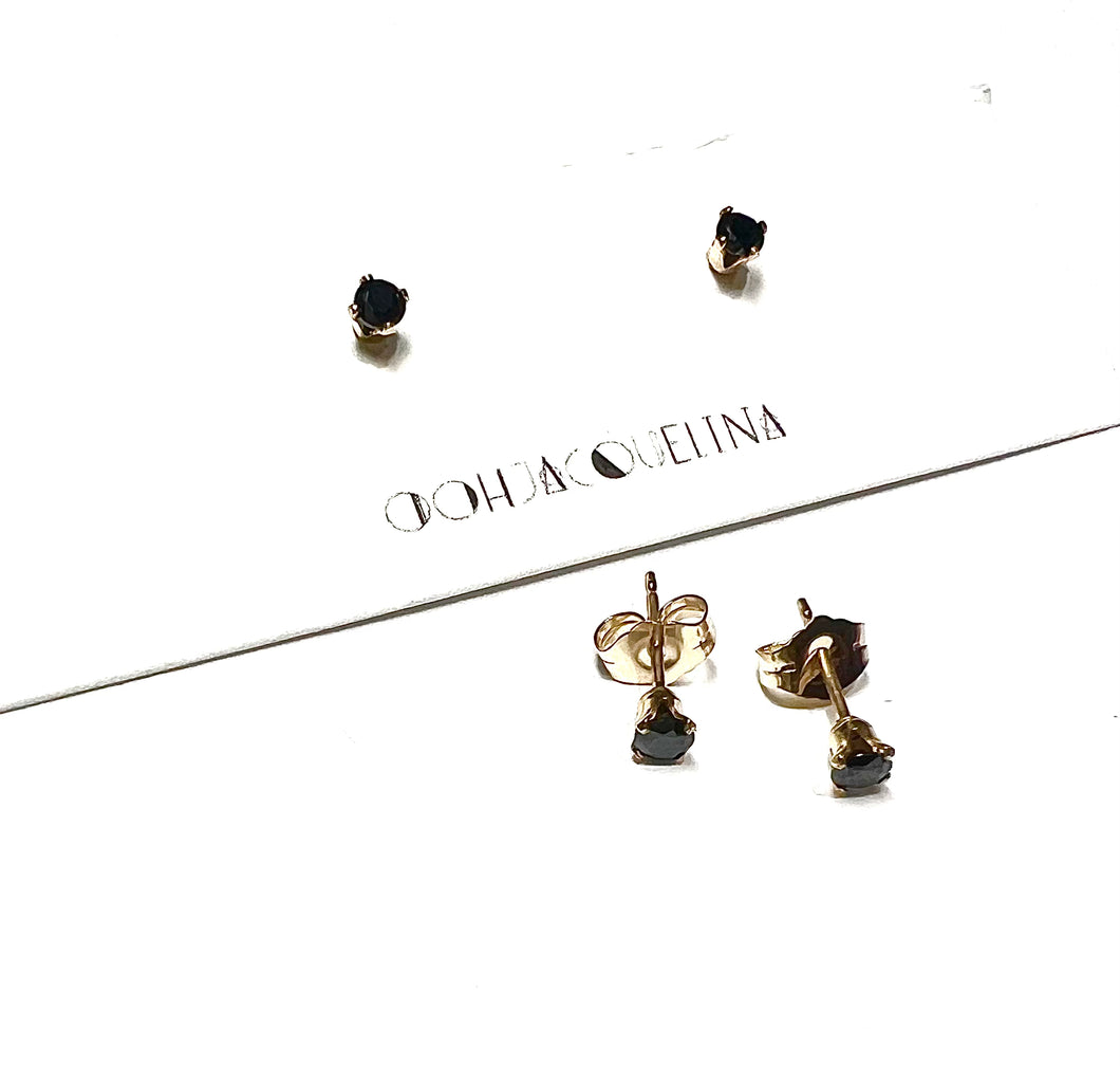 Black 14K GF Swarovski black onyx stud earrings
