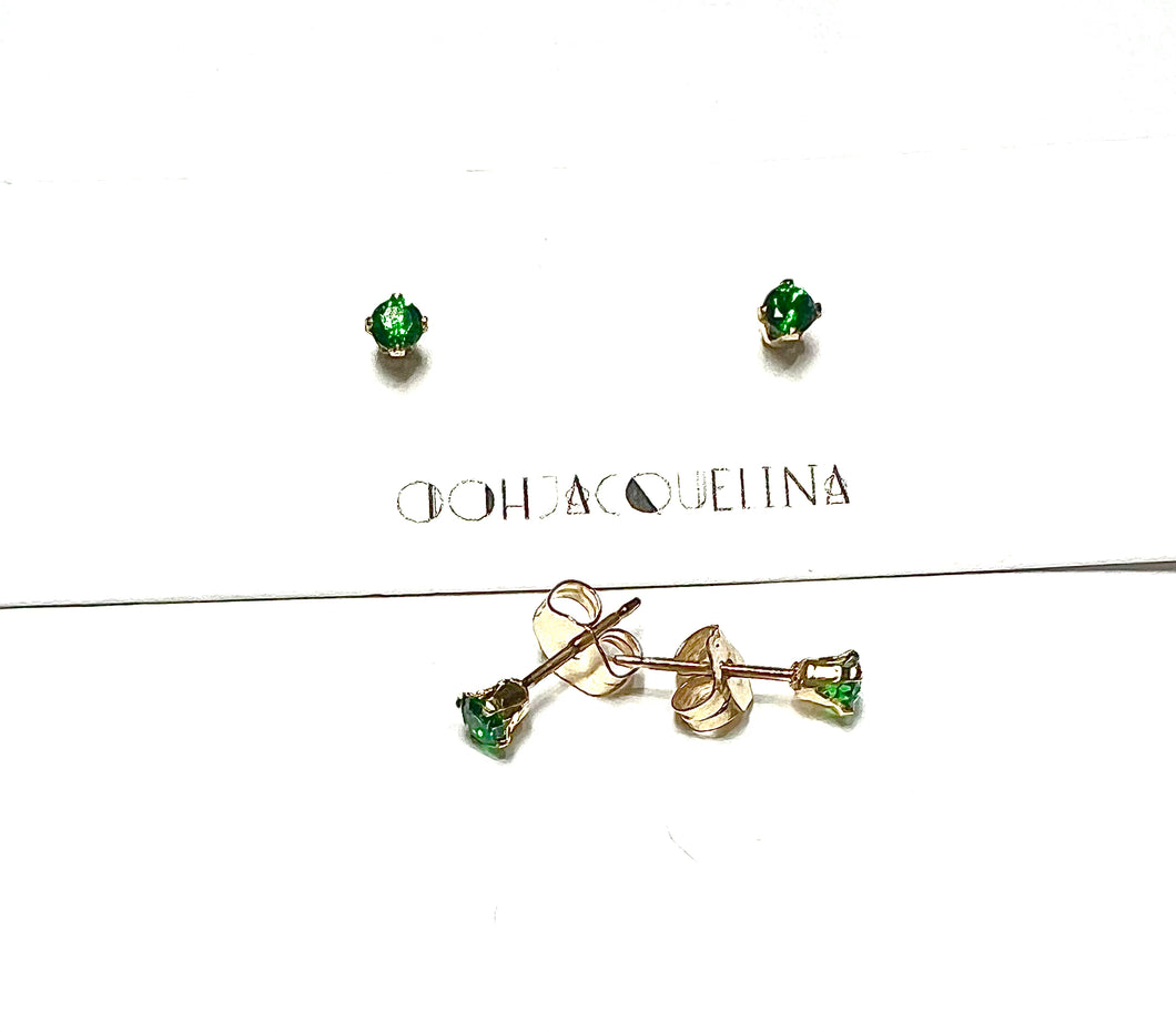 14K GF Swarovski emerald green stud earrings