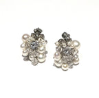 Shannon Pearl and Diamond Cluster Stud Earrings