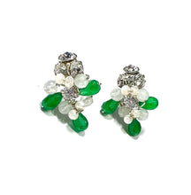 Load image into Gallery viewer, Jade Moonstone sparkle studs, cluster stud earrings
