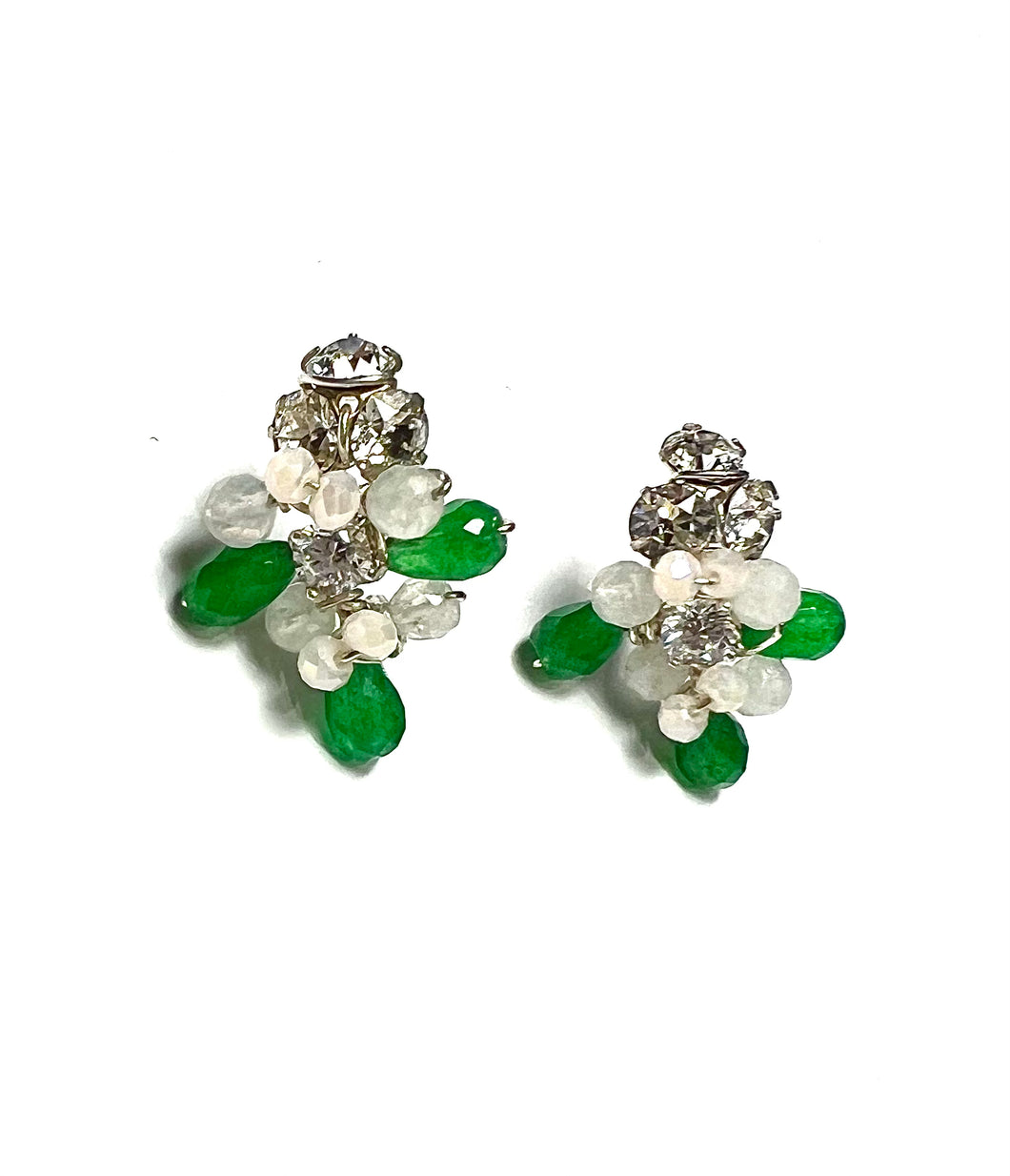 Jade Moonstone sparkle studs, cluster stud earrings