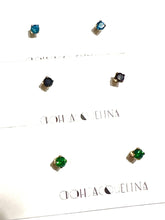 Load image into Gallery viewer, Black 14K GF Swarovski black onyx stud earrings
