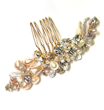 Load image into Gallery viewer, The Reagan asymmetrical  hair comb (pink and purple pearls)
