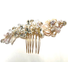 Load image into Gallery viewer, The Reagan asymmetrical  hair comb (pink and purple pearls)
