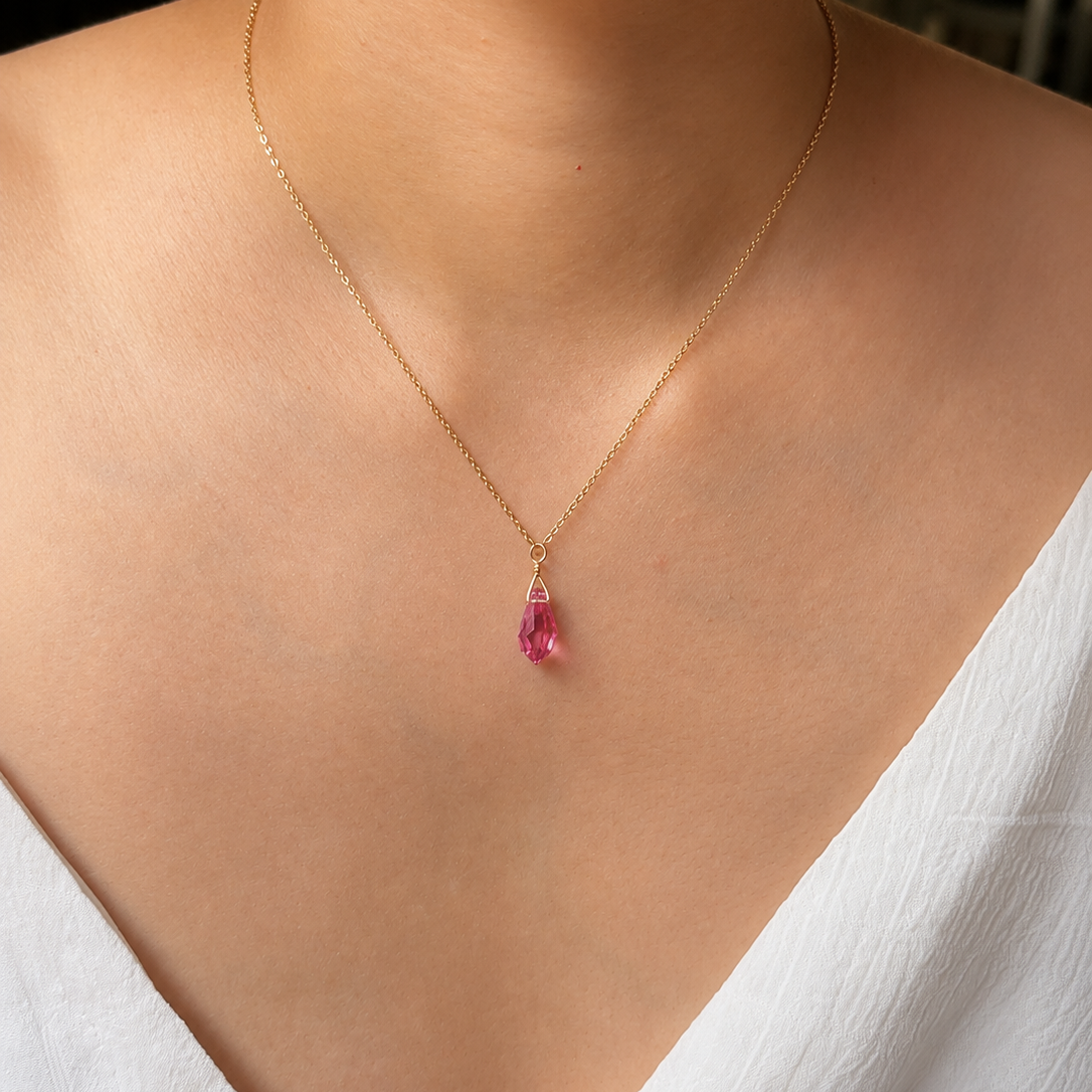 Swarovski Crystal Droplet Necklace: Many Colors Available